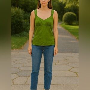 Ann Taylor Green Sleeveless Top Small – V-Neck Camisole Blouse